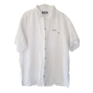 Columbia White Button Down Shirt Men's XL Cotton/Ramie Blend